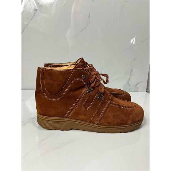 VINTAGE 50/60’s RARE J. S. RAUB Suede Sherpa lined shoes boots - Picture 3 of 8